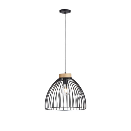 Lampa wisząca druciana z elementem drewna 1xE27 LAMI Just Light 11419-18