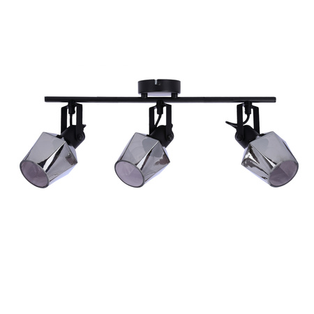 Randi lampa sufitowa listwa czarny matowy 3x15w e14 klosz dymiony Candellux 93-13378