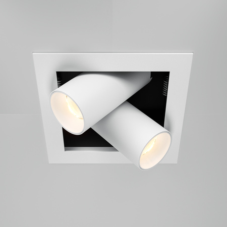 Biała kwadratowa wpuszczana lampa z dwoma ruchomymi reflektorami LED 3000K Magnum DL094-02-7W3K-W Maytoni