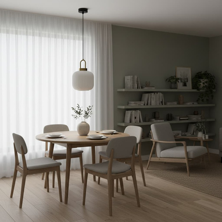Lampa wisząca z białym, ryflowanym kloszem DIOP Kaja Lighting K-5891