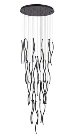 Czarna długa lampa wisząca 560cm na antresole FLOW 41 PENDANT 3-STEP DIMM 3000K BK Azzardo AZ6819