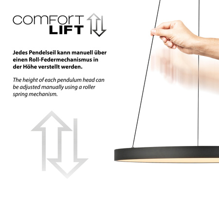 Lampa wisząca czarny okrąg 57cm LED 3000K z wbudowanym ściemniaczem HOOP Paul Neuhaus 2851-18