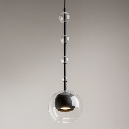 Lampa wisząca czarna kula otoczona transparentnym szklanym kloszem Ros MOD227PL-01B Maytoni