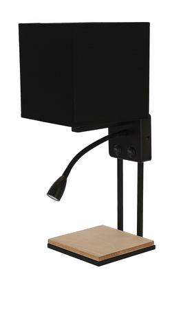 Theo lampa kinkiet czarny 1x40w e14 + 2w led abażur czarny z włącznikami Candellux 21-76885