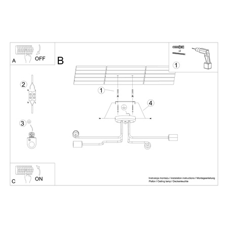 Żyrandol VECTOR 4 czarny Sollux SL.1446