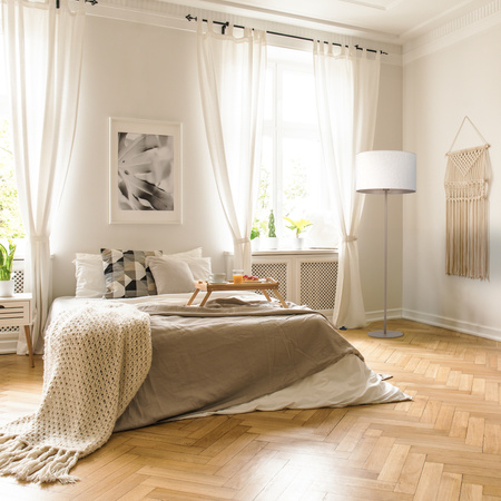 Lampa podłogowa w kolorze sabia z bezowym abażurem 1xE27 VELLUM SABIA Tk Lighting 16168
