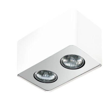 Biała prostokątna oprawa natynkowa z dodatkiem aluminium 2xGU10  NINO 2 WHITE/ALU PLAFON AZZARDO AZ1386