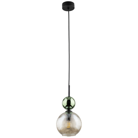 Lampa wisząca pojedyńcza z ryflowanym koniakowym kloszem i zieloną kulą SOPHIA GREEN COGNAC 1xE14 Tk Lighting 11145