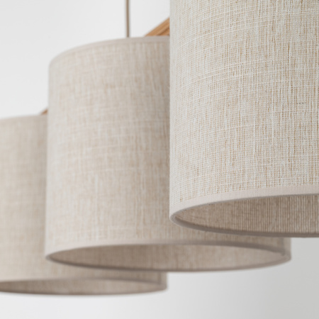 Lampa wisząca 3 abażury na drewnianej belce VIGA SHADE SOSNA 3xE27 Tk Lighting 11882