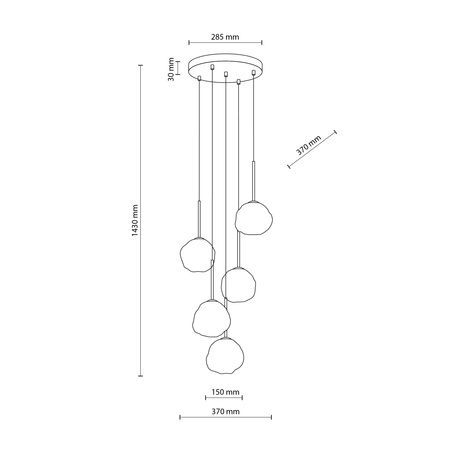 Pięciozwisowa lampa wisząca na kole z białymi zniekształconymi kloszami MISTY 5xG9 Tk Lighting 11019