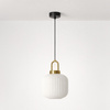 Lampa wisząca z białym, ryflowanym kloszem DIOP Kaja Lighting K-5891
