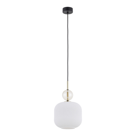 Lampa wisząca pojedyńcza karbowany szklany klosz z ozdobną szklaną kulą SOPHIA BIG COGNAC WHITE 1xE27 Tk Lighting 11373