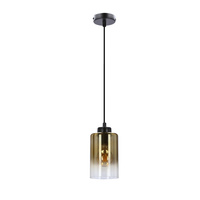 Aspra lampa wisząca czarny 1x60w e27 klosz bursztynowy Candellux 31-16256