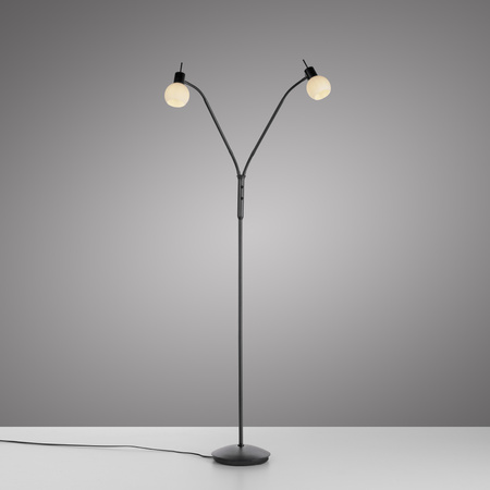Lampa podłogowa czarna dwa giętkie ramiona ze szklanymi kloszami LOKI 2xE14 Just Light 12158-18