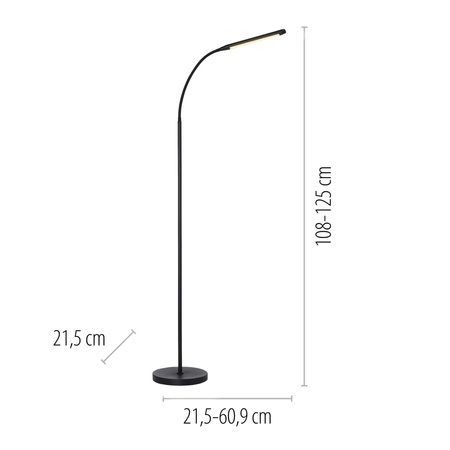 Czarna lampa podłogowa LED ze zmienną barwą światła i giętkim ramieniem ELLY Just Light 11031-18