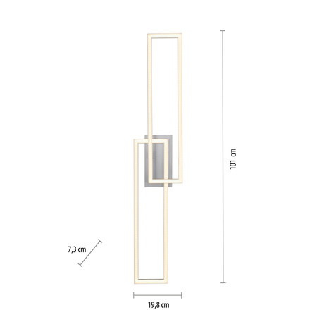 Lampa sufitowa srebrne dwie ramki LED prostokątne z funkcją ściemniania SwitchMo IVEN Just Light 14691-55