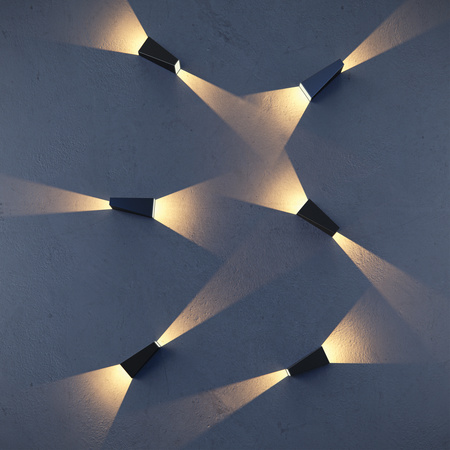 Geometryczny czarny kinkiet elewacyjny LED 3200K Times Square O580WL-L6B Maytoni