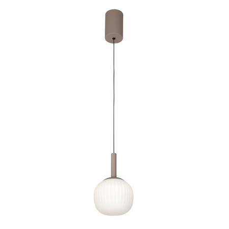 Pojedyńcza lampa wisząca brązowa z mlecznym kloszem LED 3000K/4000K/6000K Montes Italux PND-02217-1-BRO