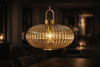 Czarna lampa wisząca z ryflowanym kloszem ufo K-5855 z serii AKARI Kaja Lighting