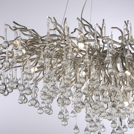 Lampa wisząca, imponujący żyrandol 150cm x 75cm ze szklanymi zwisami 15xG9 ICICLE Paul Neuhaus 2031-55