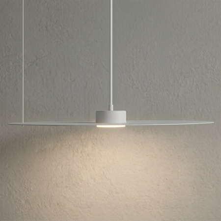 Płaska metalowa duża lampa wisząca PIATTO Biała z regulacją kąta zawieszenia 1xGX53 fi 550mm Milagro MLP2916