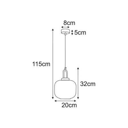 Lampa wisząca nad stół, zwis z ryflowanym kloszem LIRA Kaja Lighting K-6061 