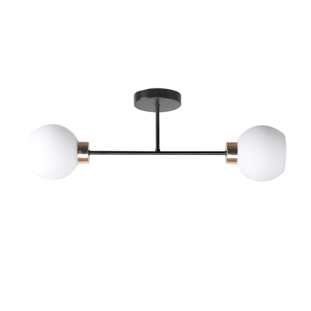 AMANDA LAMPA SUFITOWA CZARNY+ZŁOTY 2X40 E27 KLOSZ BIAŁY Candellux 32-21069
