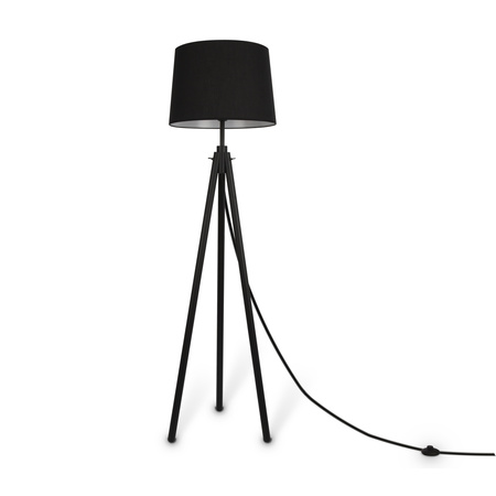Czarna lampa podłogowa na trójnogu z abażurem Calvin Z177FL-01B Maytoni
