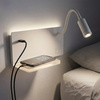Biały kinkiet, lampka nocna z półką USB do sypialni Shelf Led 4W+5W+2W prawa biały Milagro ML0694