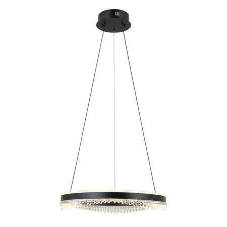 Czarna lampa wisząca okrąg 50cm z dekorem LED Morte Italux PND-34535-M-BK