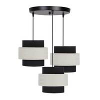 Benta lampa wisząca czarny talerz 3x40w e27 abażur czarny+kremowy Candellux 33-17833