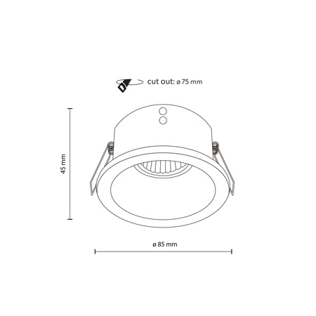 Czarne okragłe podtynkowe oczko sufitowe IP65 OPTI BLACK 1xGU10 Tk Lighting 10577