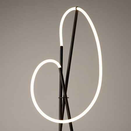 Czarna lampa podłogowa trójnóg LED – świetlna pętla Crochet MOD369FL-L36B3K Maytoni