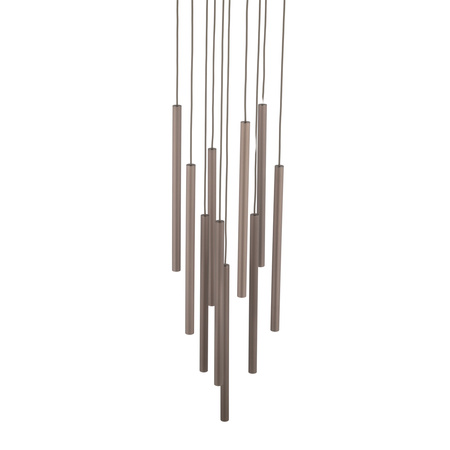 Lampa wisząca dziesięć cienkich ryflowanych rurek w kolorze brązowym FERRO NEW BROWN 10XG9 KOŁO Tk Lighting 11493