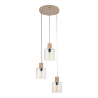 Lampa wisząca trzy zwisy na kole SIERRA WOOD 3xE27 Tk Lighting 11801