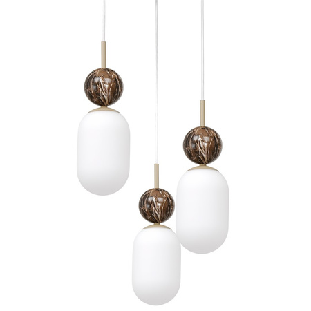 Lampa wisząca Crema potrójna (koło) z kulami imitującymi marrmur 3xE14 Milagro MLP2814