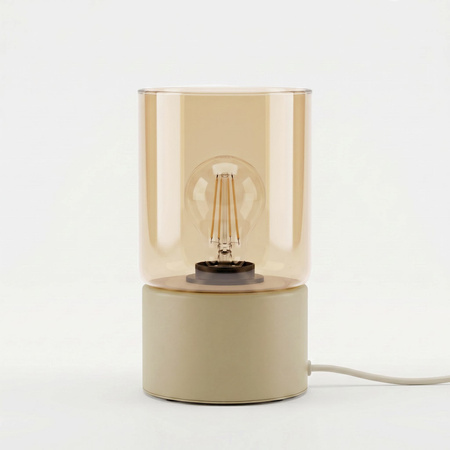 Beżowa lampka stołowa z bursztynowym kloszem VERA Kaja Lighting K-5985