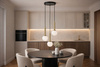 Czarna lampa wisząca z białymi kloszami - kulami TOKI Kaja Lighting K-5862