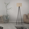 Lampa podłogowa czarna na trójnogu z beżowym abażurem DURO Just Light 1xE27 14894-39