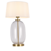 Szklana lampa stołowa z białym abazurem VAZE 1xE27 Zuma Line T4108-WH+CL