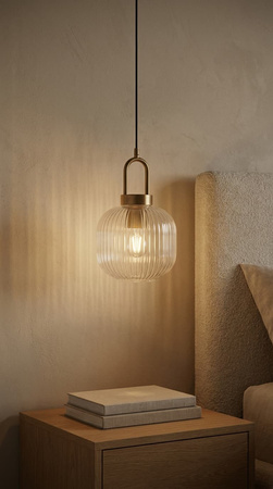 Lampa wisząca nad stół, zwis z ryflowanym kloszem LIRA Kaja Lighting K-6061 