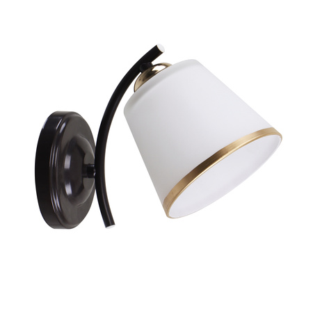 GRECO LAMPA KINKIET CZARNY+ZŁOTY 1X40 E27 KLOSZ BIAŁY Candellux 21-22615