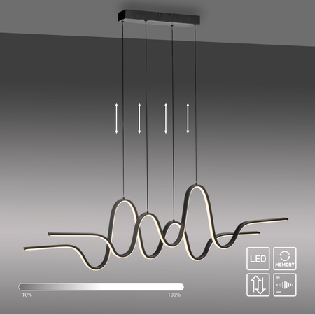 Falowana czarna lampa wisząca LED 3000K ALTITUDE 2292-18 z wbudowanym ściemniaczem