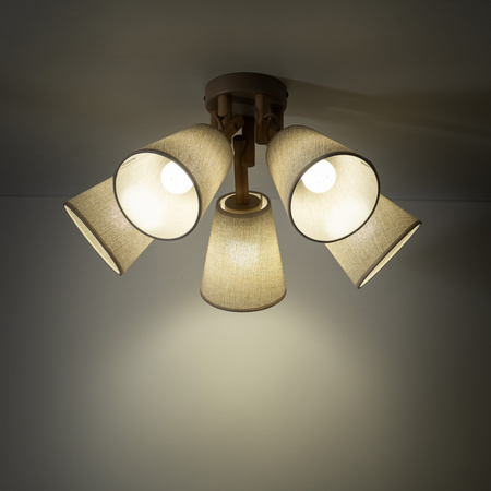 Lampa sufitowa pięć abażurków z lnu VAIO SABIA 5XE27 Tk Lighting 11606