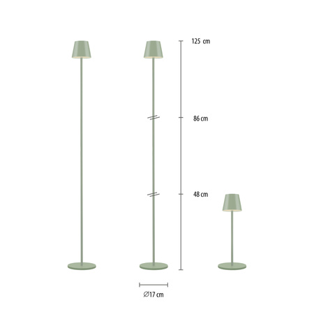 Lampa podłogowa zielona bezprzewodowa ładowana USB również na zewnątrz EURIA Just Light 19252-43