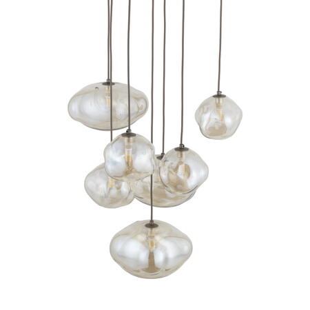 Lampa wisząca 7 nieregularnych wiszących kloszy na okrągłej podstawie w kolorze brązowym NEBIA NEW BROWN 7xG9 Tk Lighting 11792