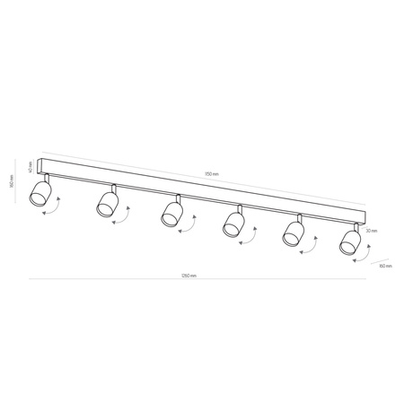 TOP BLACK LAMPA SUFITOWA 6 PŁ TK Lighting 1019