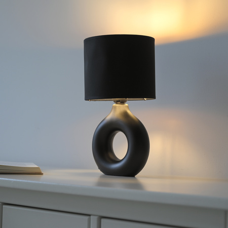 Czarna lampka stołowa ceramiczna z czarnym abażurem CARARA 1xE27 Just Light 14193-18