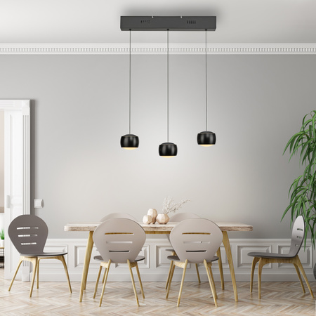 Lampa wisząca trzy wiszące czarne kule na belce z funkcją SwitchMo i ComfortLift BALLINI Just Light 15261-18