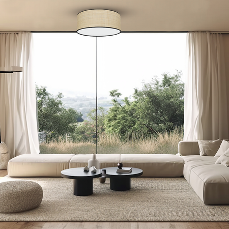 Lampa sufitowa rattanowa MARSHALL NEW / RATTAN 2xE27 Ø40cm MLP71067 - naturalny klosz, styl boho